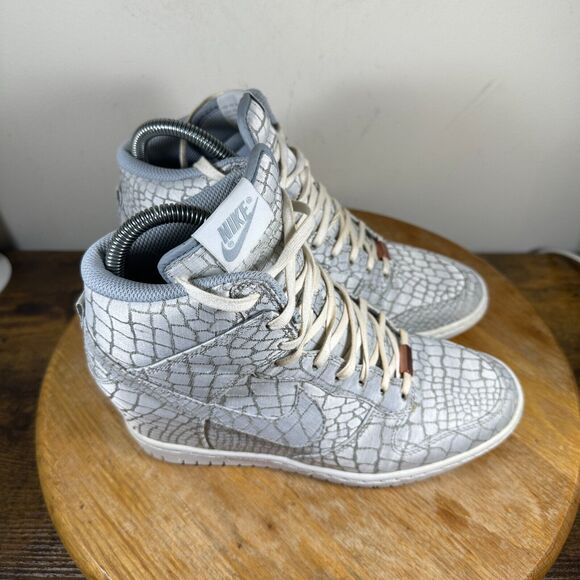 Nike iD Dunk Sky Hi Hidden‎ Wedge Gray Snake Shoes Women's Size 7.5 747283-995